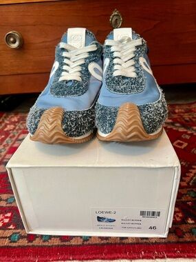 Loewe Light Blue Hairy Suede Sneakers Clean and Pristine